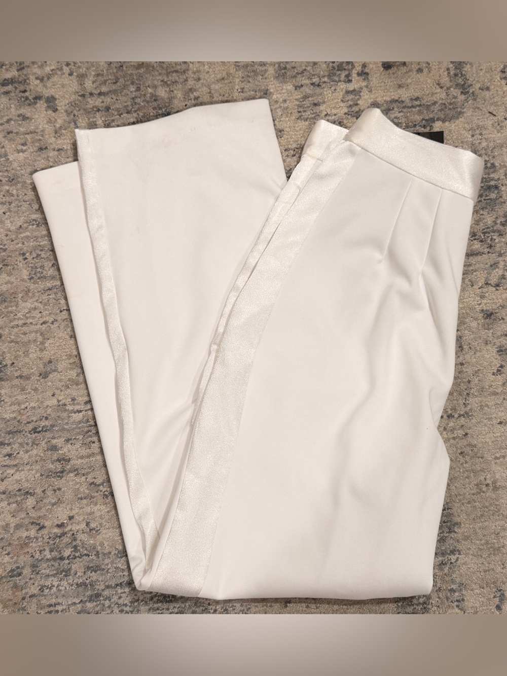 NWT Muse White ladies  Dress Pants with Satin Stripe